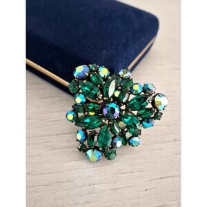 Vintage Green AB Regency Signed Brooch